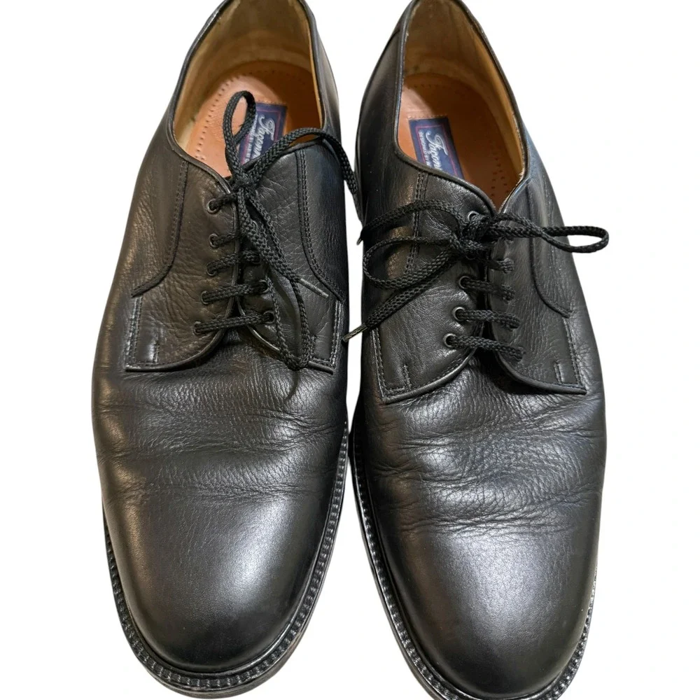 VTG Faconnable Albert Goldberg Black Leather Lug Derby Shoes Made in Italy 13 D